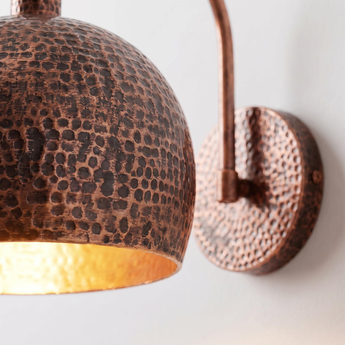 Handmade Copper Wall Sconce – Wall Light with Fully Hammered Finish