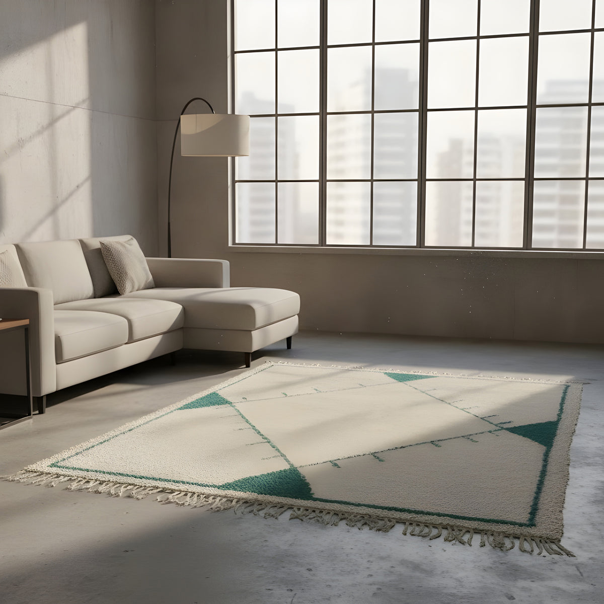 Diamond Outline detail on a handmade Moroccan wool rug