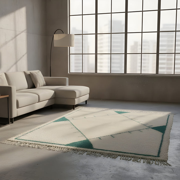 Diamond Outline detail on a handmade Moroccan wool rug