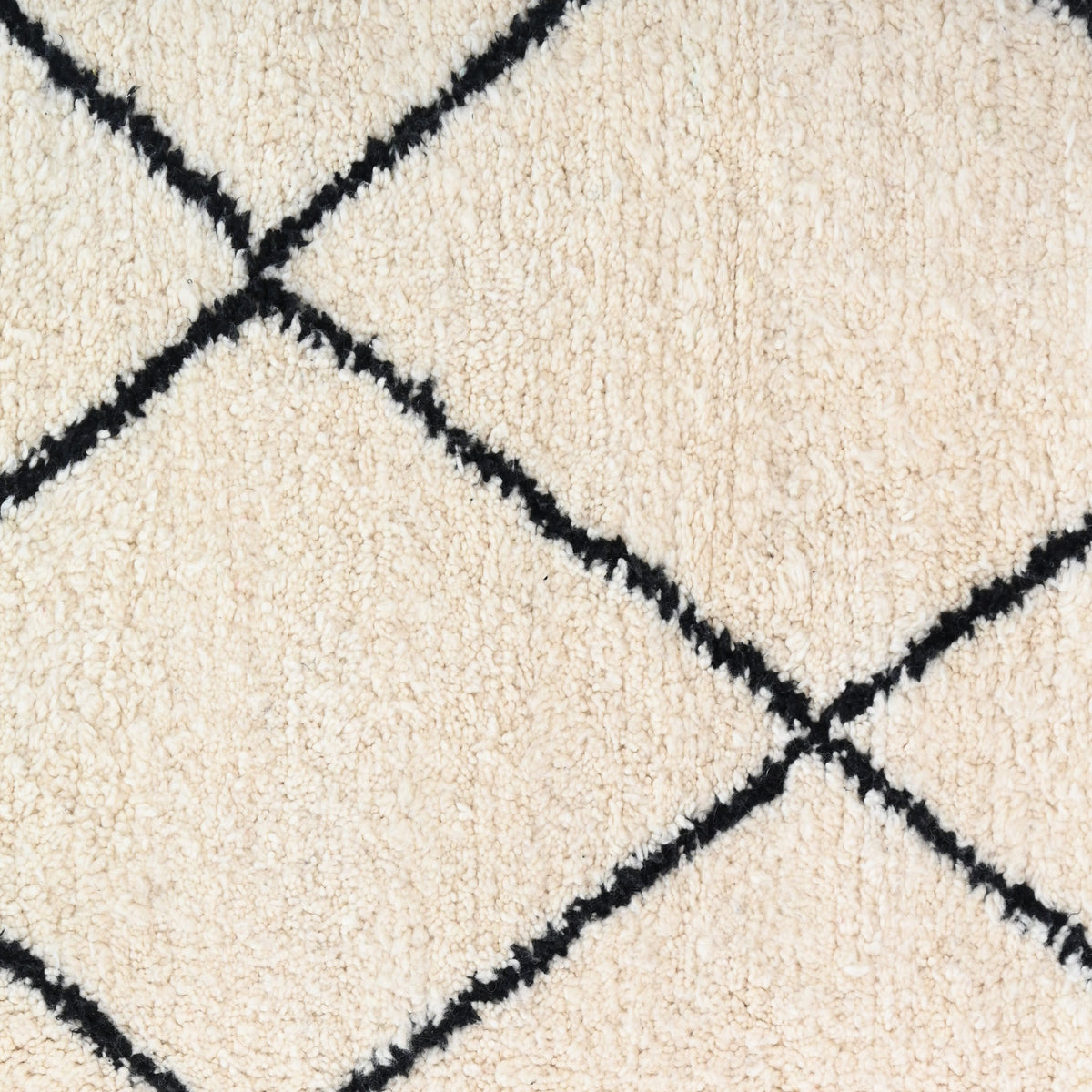Handwoven wool texture of Ivory Diamond Beni Ourain Style Moroccan Wool Rug