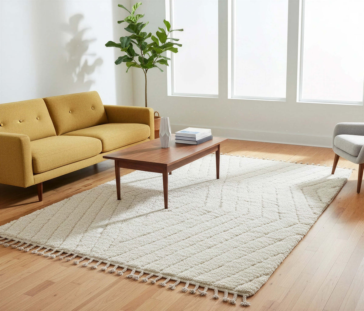 Textured Chevron detail on a handmade Moroccan wool rug